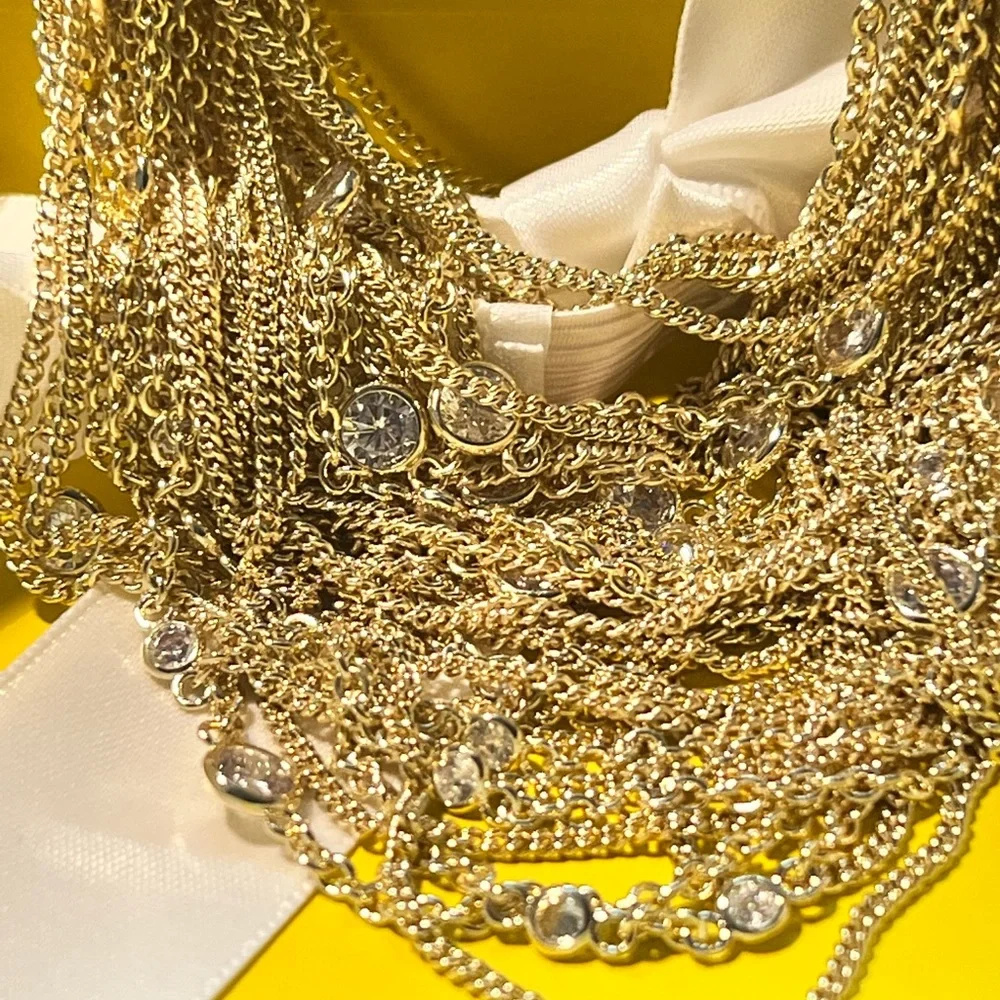 NWT Rare Kendra Scott Anastasia Necklace Yellow Gold Chains & CZ’s Perfect GORG! - Picture 6 of 12